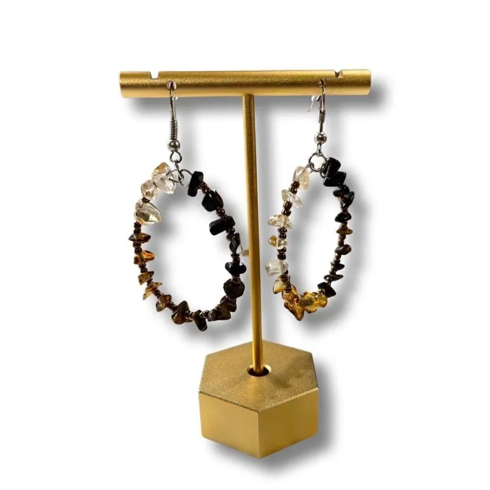 Amber and Citrine Hoop Earrings • NWOT